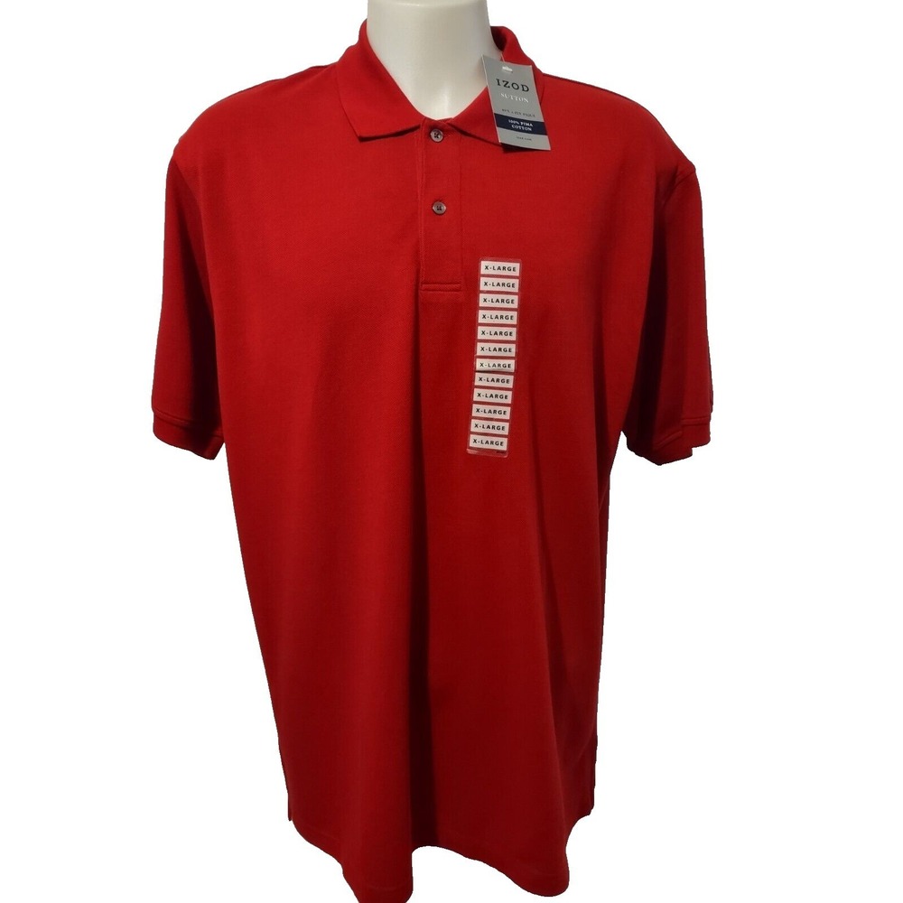 IZOD Polo Golf Shirt Mens Size X-Large Logo Classic Knit Short Sleeve Collar Red